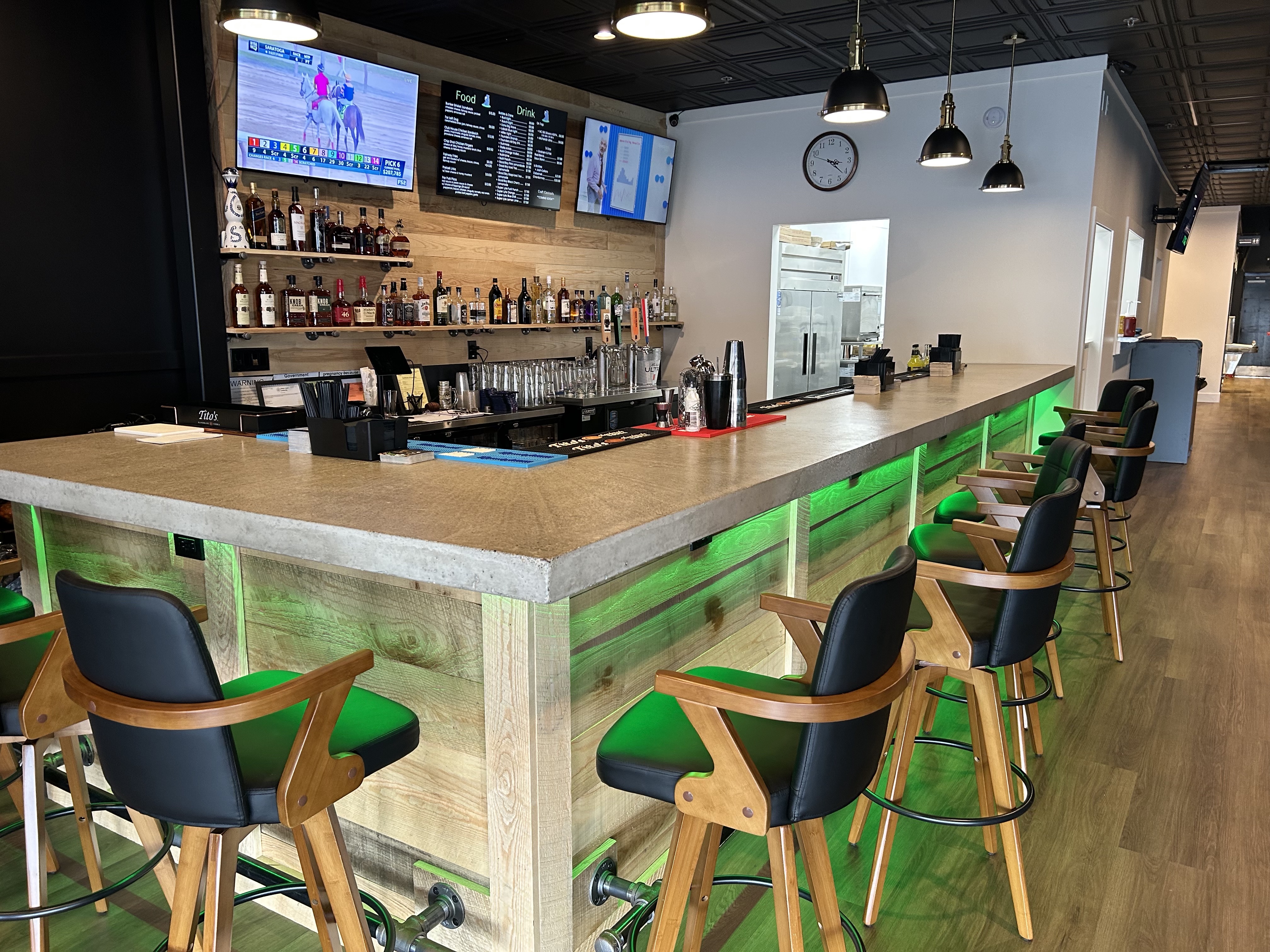 Full bar at Way Right Golf in Geneseo, NY
